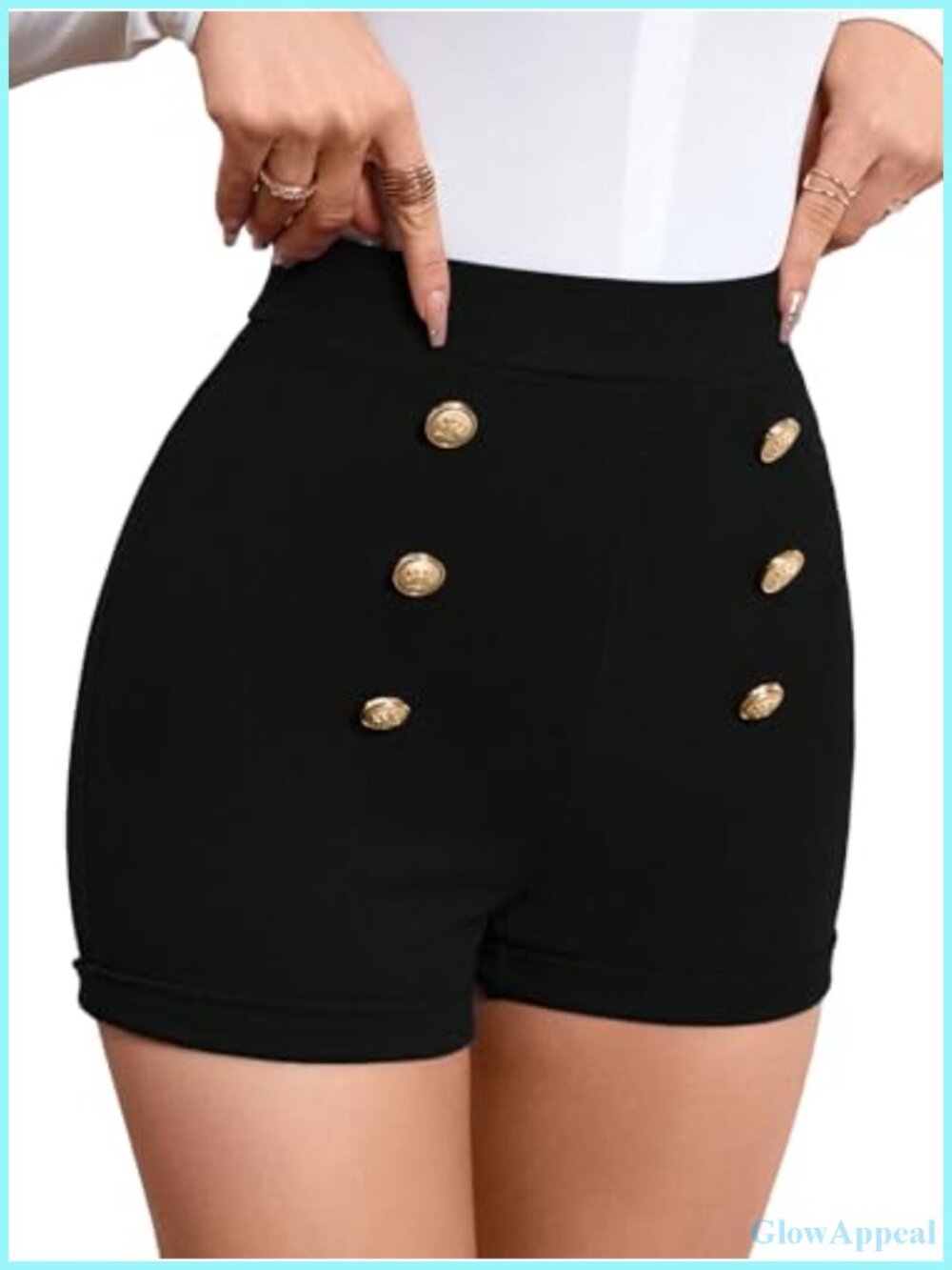 Women's High Waist Double Button Straight Leg Office Shorts